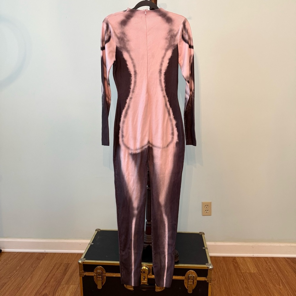 NWT Fashion Nova No Temptations Silhouette Sweater Jumpsuit Pink/combo Sz L - Picture 7 of 9